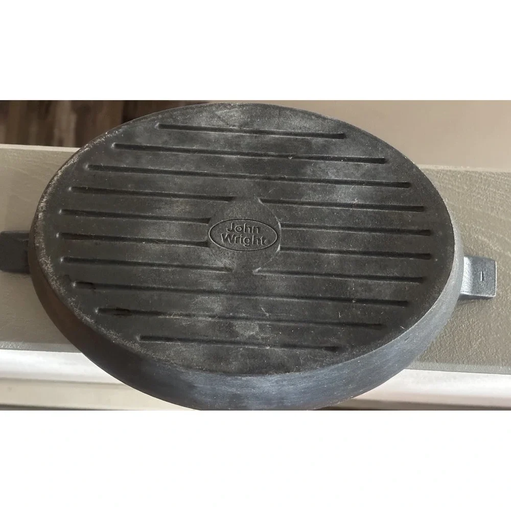 John Wright Cast Iron Steamer Humidifier Wood Stove Black Oval 2 Piece